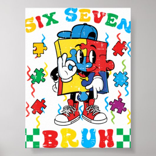 Autisme Puzzel Zes Zeven 67 Bru Poster (Voorkant)