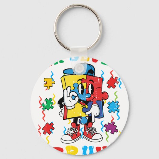 Autisme Puzzel Zes Zeven 67 Bru Sleutelhanger (Voorkant)