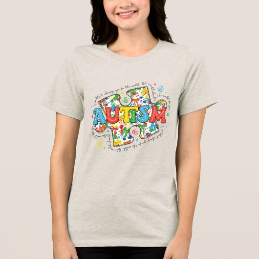 Autisme Puzzelstuk | Autisme Bewustzijn Tri-Blend Shirt (Voorkant)