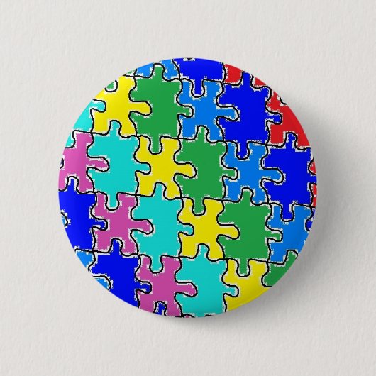 autisme puzzelstukken 40 ronde button 5,7 cm (Voorkant)