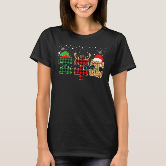 Autisme Puzzle Kerstmis Autistic Xmas Pa T-shirt (Voorkant)