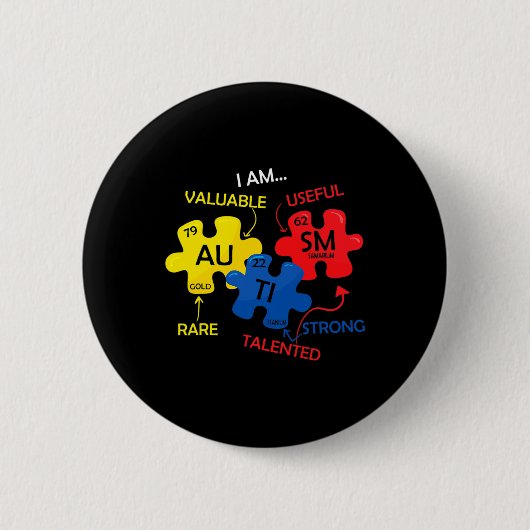 Autisme Puzzle Periodic Table Elements Mo Ronde Button 5,7 Cm (Voorkant)