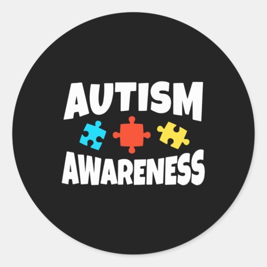 Autisme — Puzzle Piece Autistic Support Ronde Sticker (Voorkant)