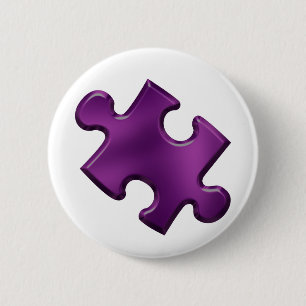 Autisme Puzzle Piece Paars Ronde Button 5,7 Cm