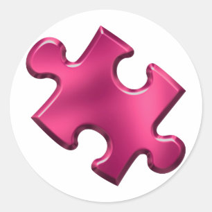 Autisme Puzzle Piece Roze Ronde Sticker