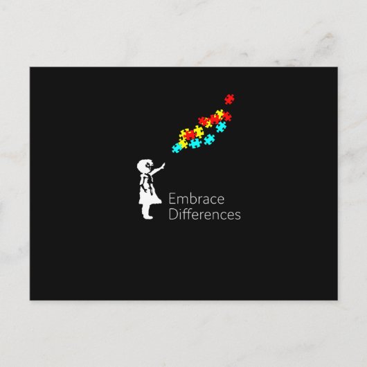 Autisme Puzzle Piece Tshirt Autistic awareness Aankondigingskaart (Voorkant)