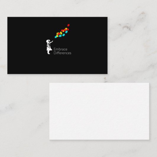 Autisme Puzzle Piece Tshirt Autistic awareness Visitekaartje (Voorkant / Achterkant)