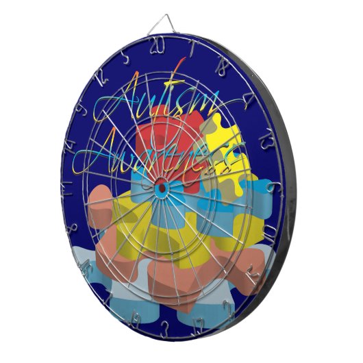 Autisme Puzzle Piecks Dk Blue Dart Board Dartbord (Voorkant Rechts)