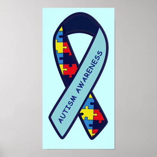 Autisme Puzzle Ribbon Awareness Poster (Voorkant)