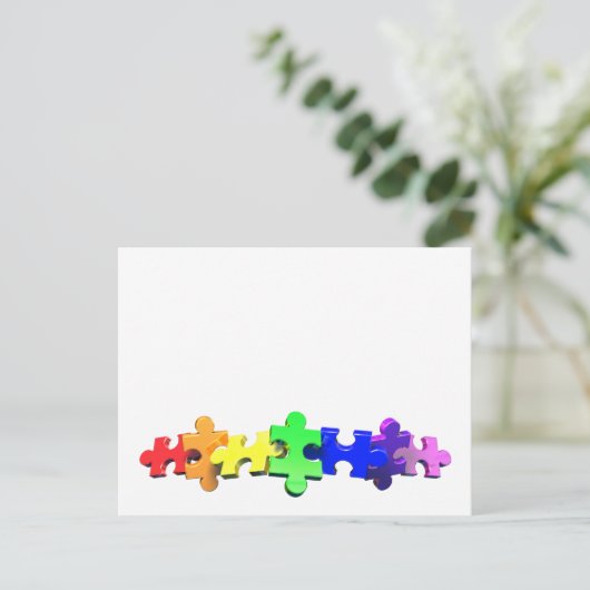 Autisme Puzzle Strip Briefkaart (Staand voorkant)