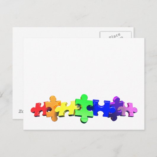 Autisme Puzzle Strip Briefkaart (Voorkant / Achterkant)