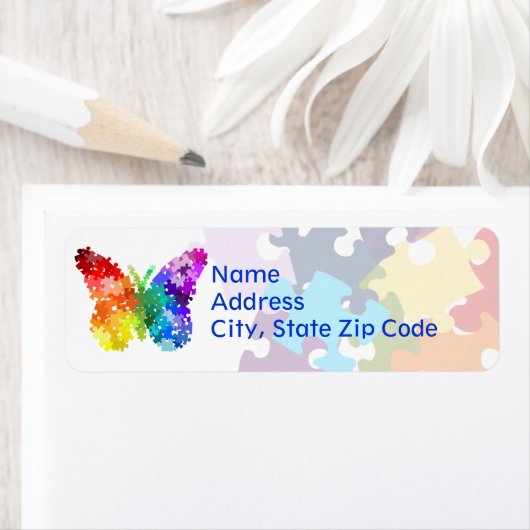 Autisme Rainbow Puzzle Butterfly Etiket (Insitu)