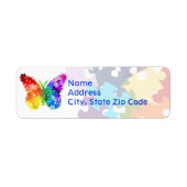 Autisme Rainbow Puzzle Butterfly Etiket (Voorkant)