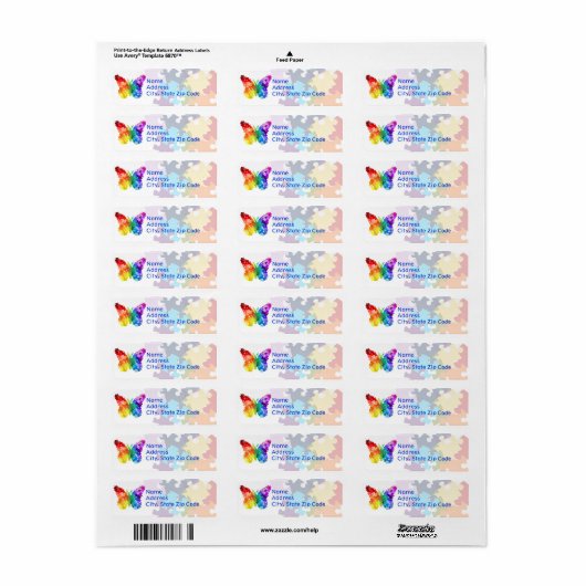 Autisme Rainbow Puzzle Butterfly Etiket (Full Sheet)