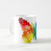 Autisme Rainbow Puzzle Butterfly Koffiemok (Voorkant links)
