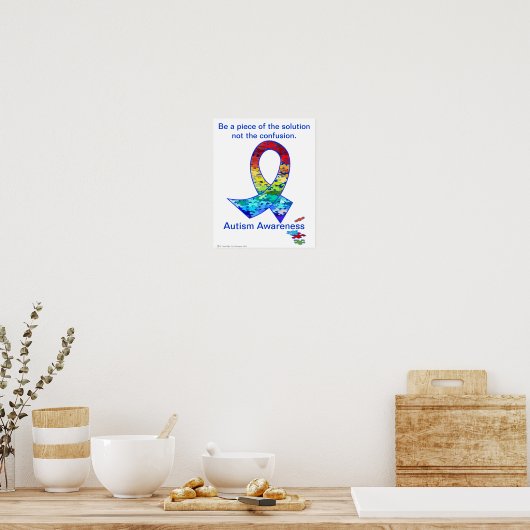 Autisme Rainbow Puzzle Ribbon Poster (Keuken)