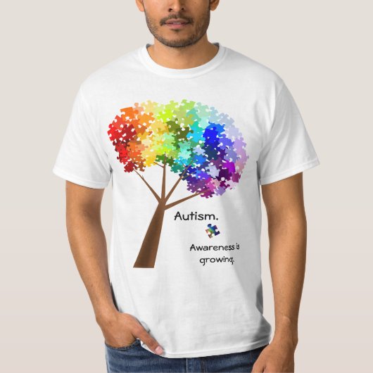 Autisme Rainbow Puzzle Tree T-shirt (Voorkant)