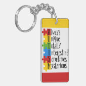 Autisme Rechthoek (dubbelzijdig) Sleutelhanger (Voorkant Links)