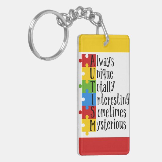 Autisme Rechthoek (dubbelzijdig) Sleutelhanger (Voorkant Links)