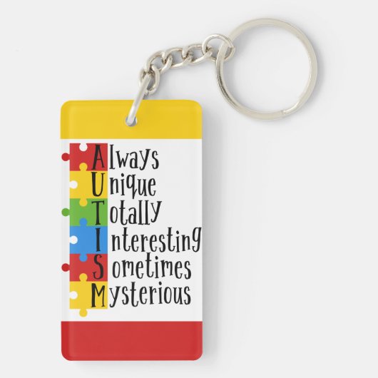 Autisme Rechthoek (dubbelzijdig) Sleutelhanger (achterkant)