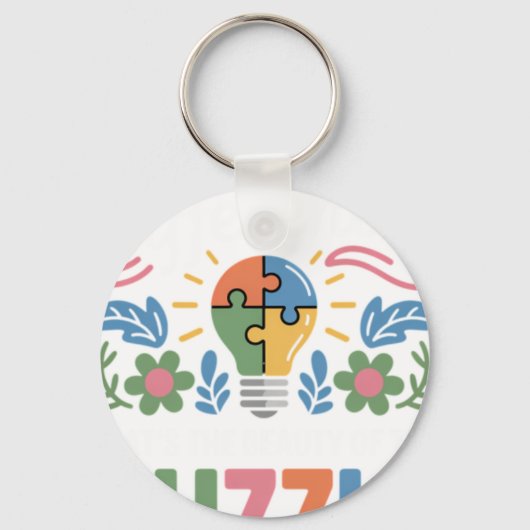 Autisme Regenboog Autistische Trots Inclusie ADH Sleutelhanger (Voorkant)