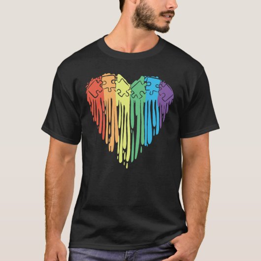 Autisme Regenboog Hart T-shirt (Voorkant)
