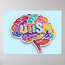 Autisme Regenboog Hersentypografie Neurodiversitei Poster