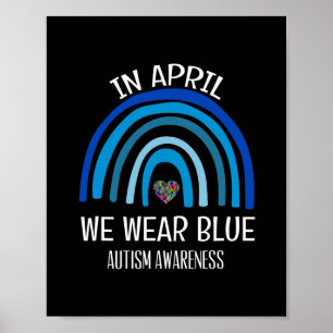 Autisme Regenboog In April Dragen We Blauwe Autism Poster
