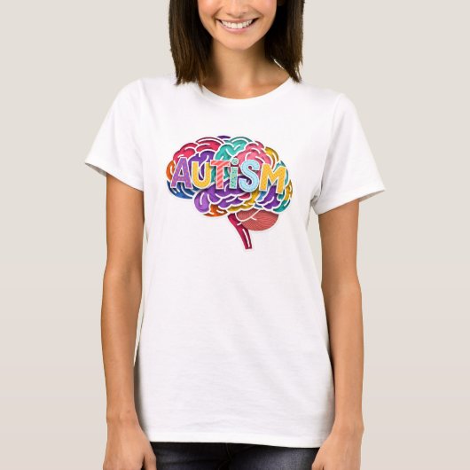 Autisme Regenboog Neurodiverse Hersentypografie AD T-shirt (Voorkant)