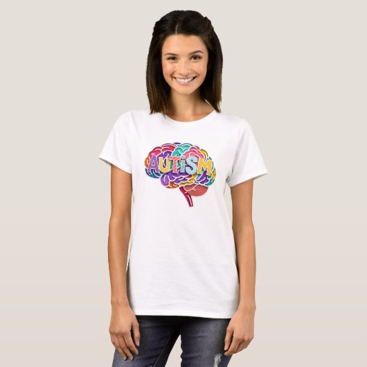 Autisme Regenboog Neurodiverse Hersentypografie AD T-shirt (Voorkant volledig)