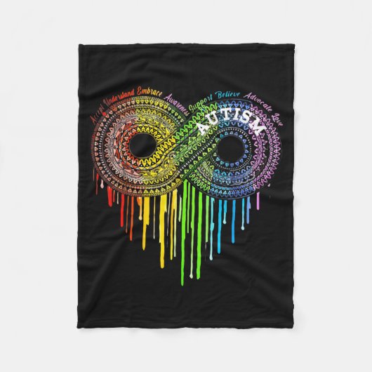 Autisme Regenboog Oneindigheidssymbool Asd-bewustz Fleece Deken (Voorkant)