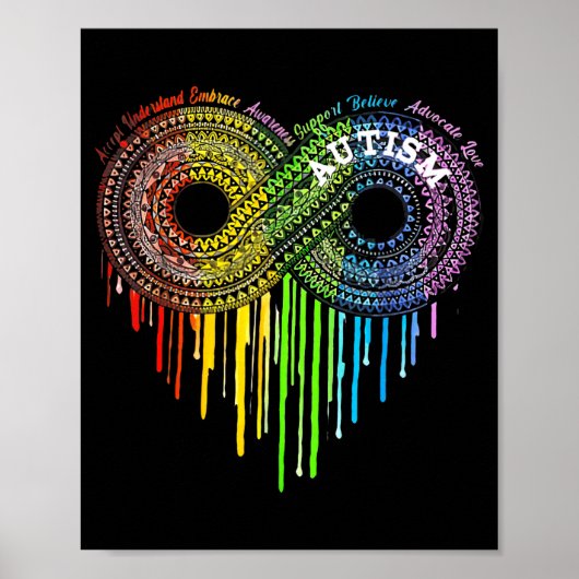 Autisme Regenboog Oneindigheidssymbool Asd-bewustz Poster (Voorkant)