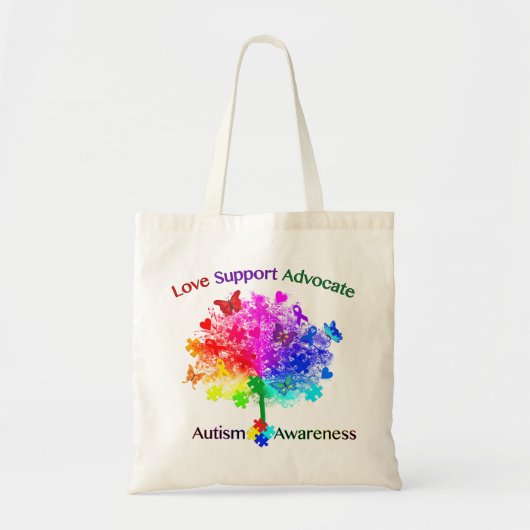 Autisme regenboogboom tote bag (Voorkant)