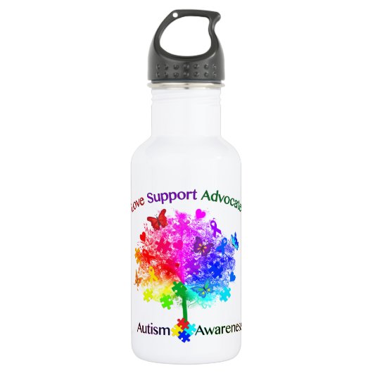 Autisme regenboogboom waterfles  (Voorkant)