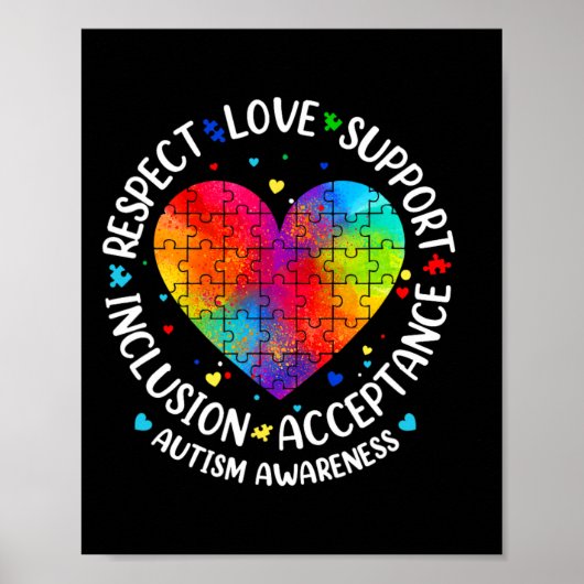 Autisme Respect Liefde Inclusie Aanvaarding Bewust Poster (Voorkant)