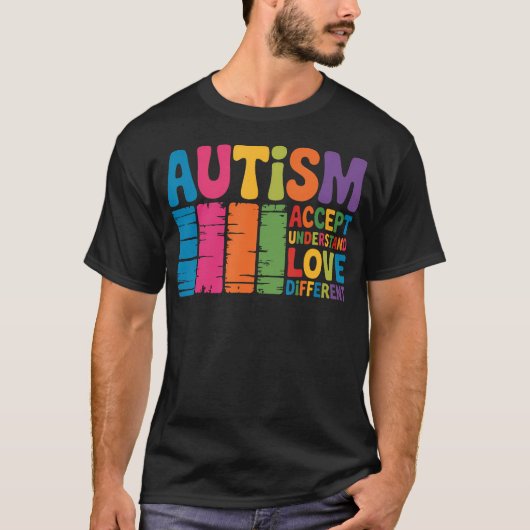 Autisme Retro Groovy Acceptatie Verschillend T-shirt (Voorkant)