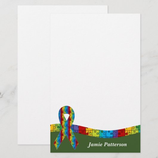 Autisme Ribbon Personal Stationery Briefpapier (Voorkant / Achterkant)