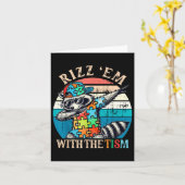 Autisme Rizz Em met de Tism Meme Autistic Racoon Kaart (Gele Bloem)