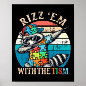 Autisme Rizz Em met de Tism Meme Autistic Racoon Poster (Voorkant)