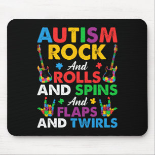 Autisme Rock Roll Spin Twirls Gitaar Puzzel Neurod Muismat