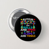 Autisme Rocks And Rolls And Spins Autisme Bewustzi Ronde Button 5,7 Cm (Voorkant /achterkant)