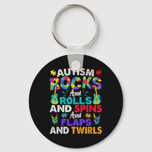 Autisme Rocks And Rolls And Spins Autisme Bewustzi Sleutelhanger