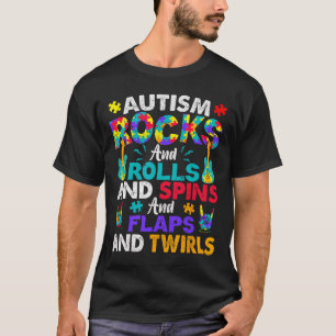 Autisme Rocks And Rolls And Spins Autisme Bewustzi T-shirt