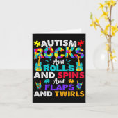 Autisme Rocks and Rolls Fun Autisme Awareness Maan Kaart (Gele Bloem)