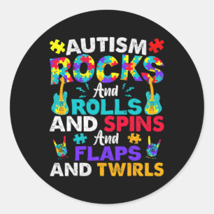 Autisme Rocks and Rolls Fun Autisme Awareness Maan Ronde Sticker