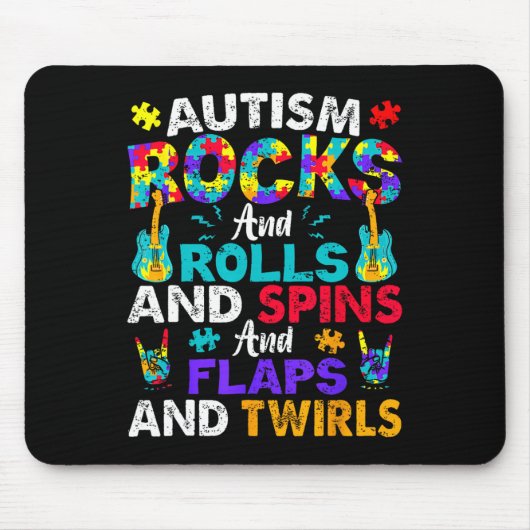 Autisme Rocks And Rolls Grappige Autisme Acceptati Muismat (Voorkant)