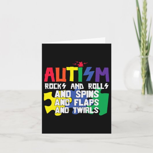 Autisme Rocks Rolls Spins Flaps and Twirls Kaart (Voorkant)