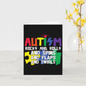 Autisme Rocks Rolls Spins Flaps and Twirls Kaart (Gele Bloem)