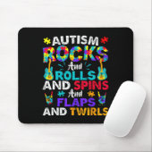 Autisme Rocks Rolls Spins Flaps Awareness Kinder V Muismat (Met muis)