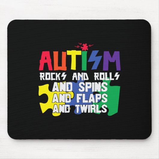 Autisme Rocks Rolls Spins Flapt En Draait Muismat (Voorkant)